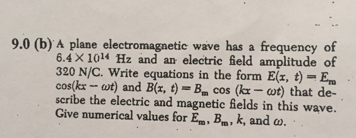 Solved A plane electromagnetic wave has a frequency of 6.4 | Chegg.com