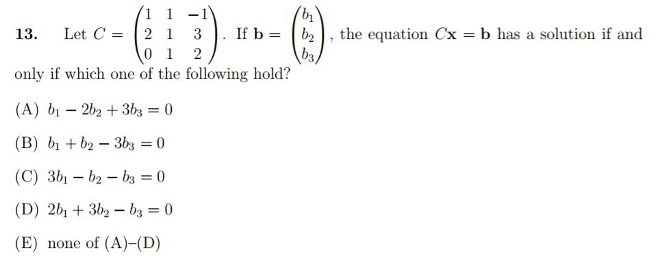 Solved 1 1-1 13. Let C = | 2 1 3 . If B = | B, The Equation | Chegg.com