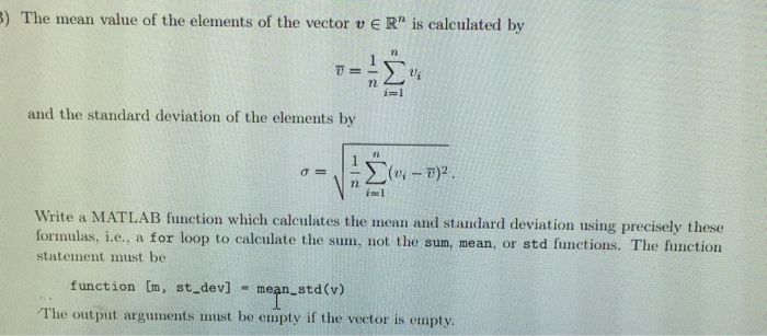 Solved The mean value of the elements of the vector v | Chegg.com