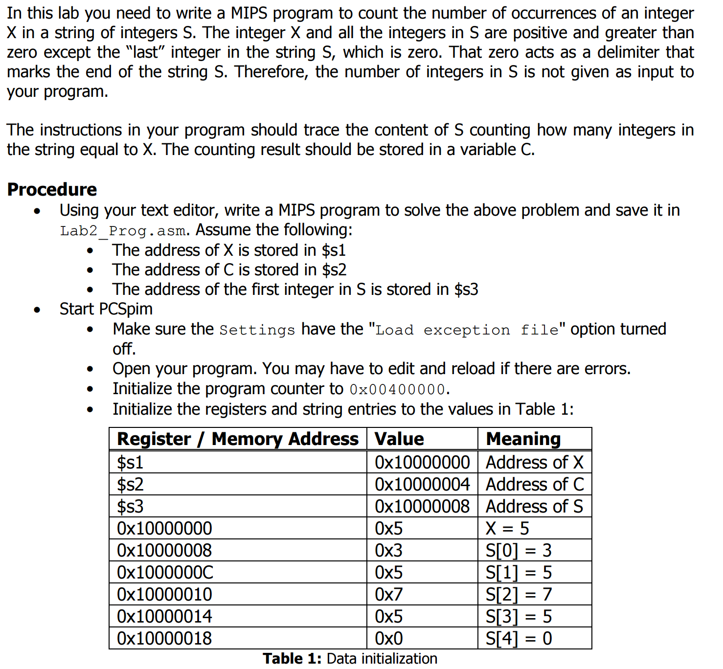 In this lab you need to write a MIPS program to count | Chegg.com