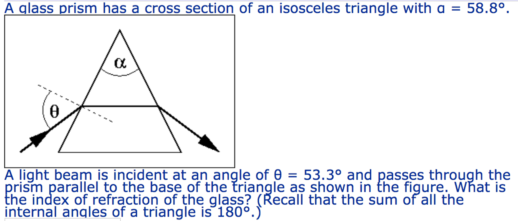 Solved A Glass Prism Has A Cross Section Of An Isosceles 7805