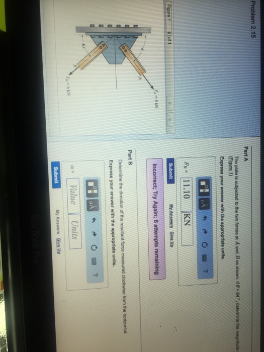 Solved Fa is 8 Kn and FB is 6 Kn and the theta for B is 40