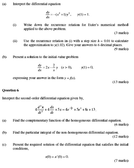 Solved (a) Interpret the differential equation dx (i) Write | Chegg.com