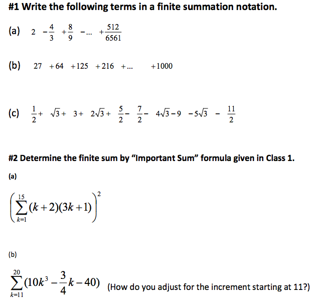 Solved Write the following terms in a finite summation | Chegg.com