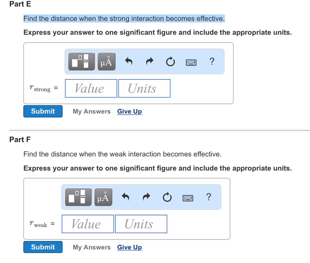 Strong Interaction Distance Solved Problem 29.09 Find the distance when the strong | Chegg.com