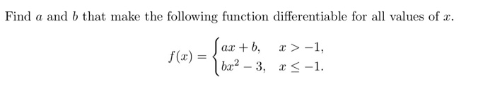 Solved Find a and b that make the following function | Chegg.com