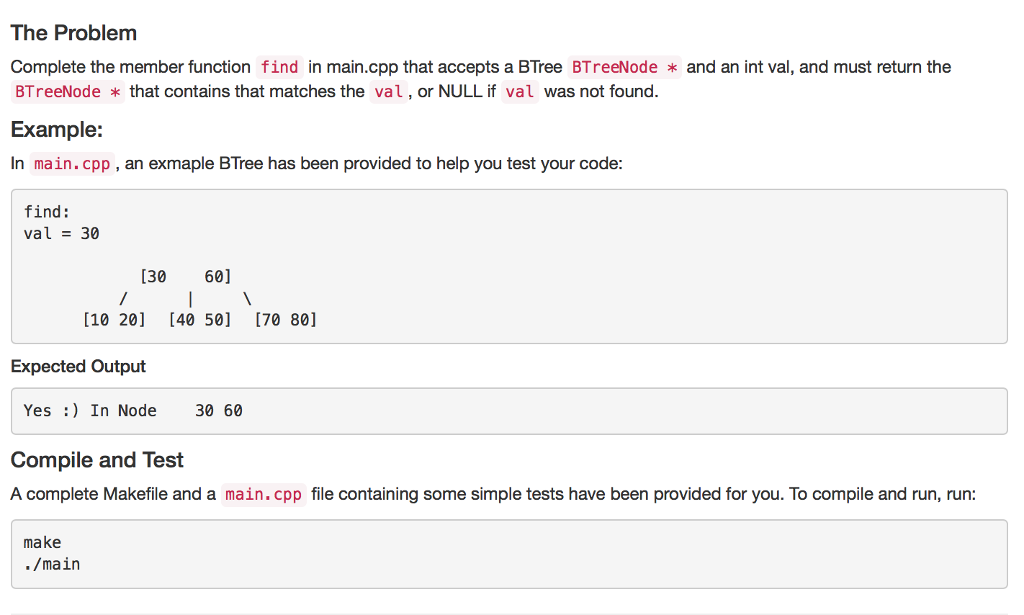 The Problem Complete the member function find in | Chegg.com