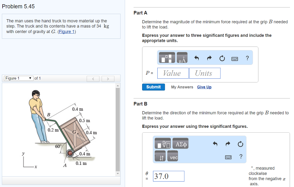 Solved Problem 5.45 Part A The man uses the hand truck to | Chegg.com