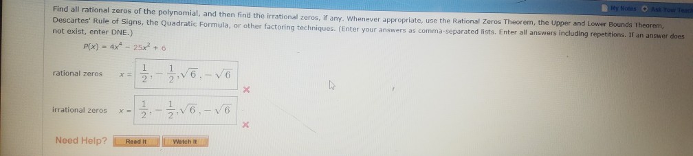 Solved My Find all rational zeros of the polynomial, and | Chegg.com