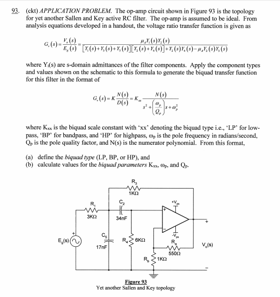 Solved The op-amp circuit shown in Figure 93 is the topology | Chegg.com