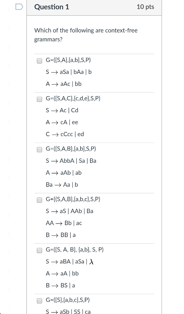 Solved Question 1 10 pts Which of the following are | Chegg.com