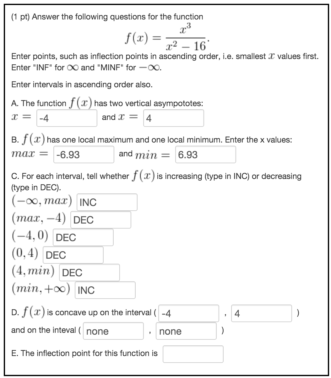 Solved Answer the following questions for the function f(x) | Chegg.com