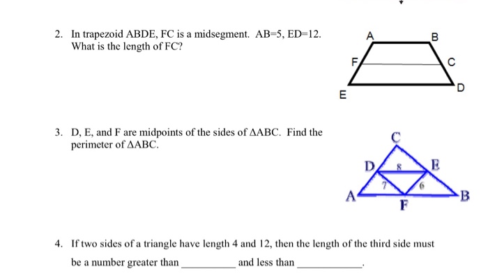 Solved In Trapezoid Abde, Fc Is A Midsegment. Ab = 5, Ed 