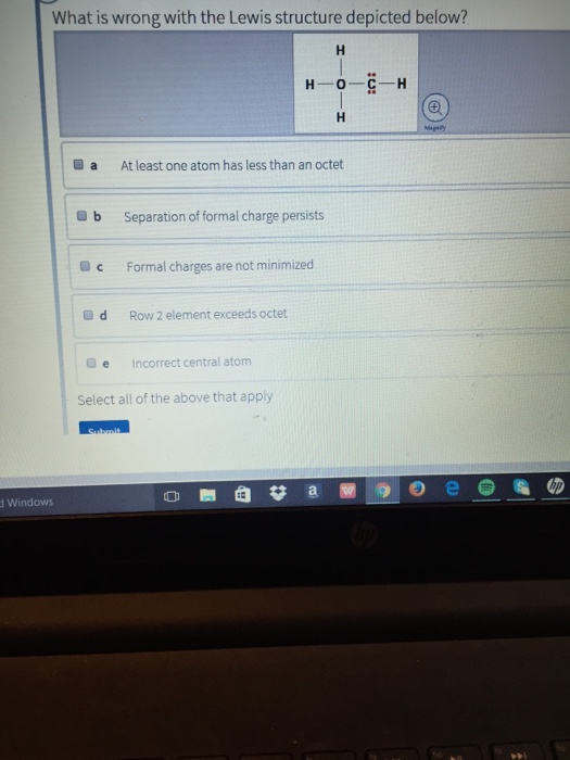 Solved What is wrong with the Lewis structure depicted | Chegg.com
