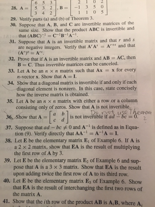 Solved 2 1 0 2 28. A=1532|,B=1-1 35 29. Verify parts (a) and | Chegg.com