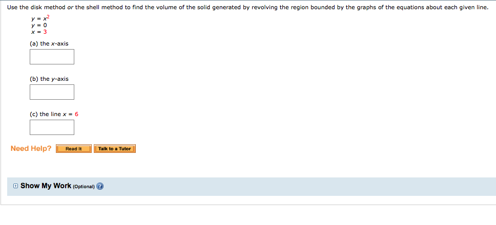 Solved Use the disk method or the shell method to find the | Chegg.com