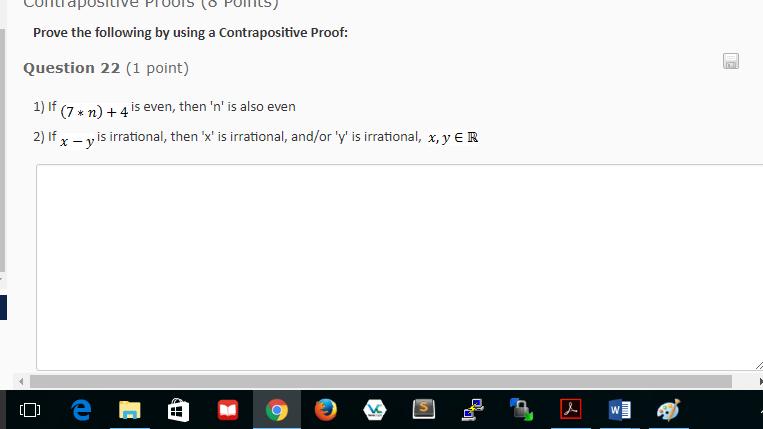 Solved Prove the following by using a Contrapositive Proof: | Chegg.com