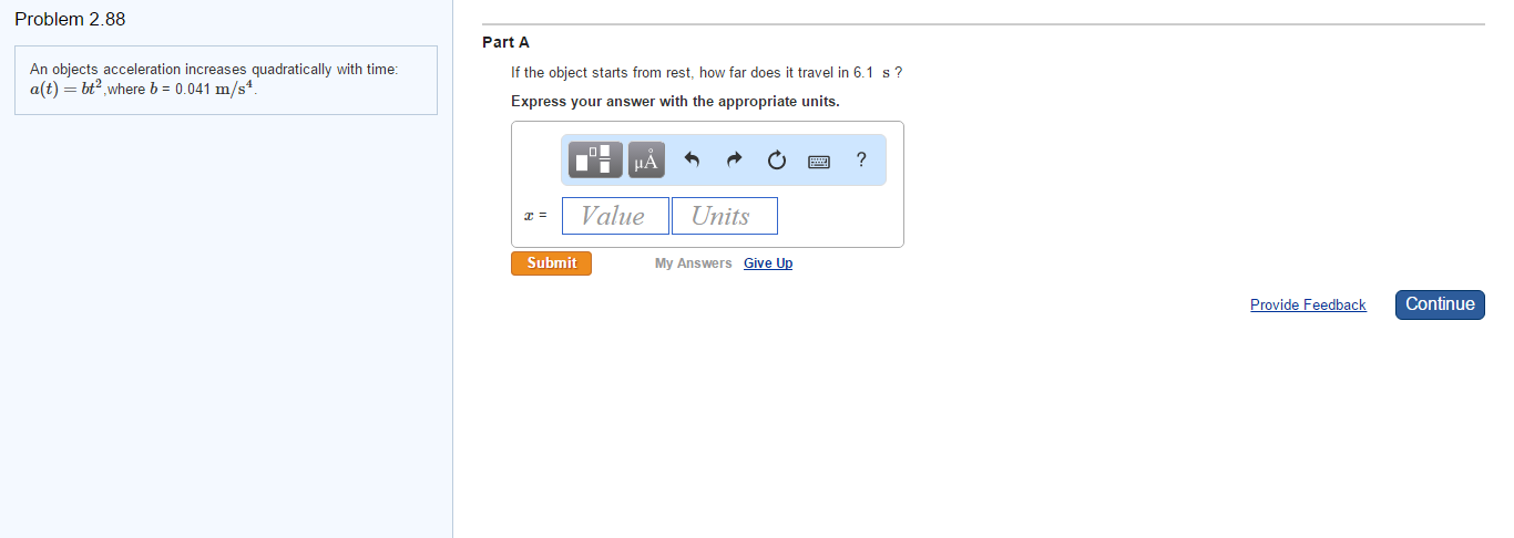 Solved An objects acceleration increases quadratically with | Chegg.com