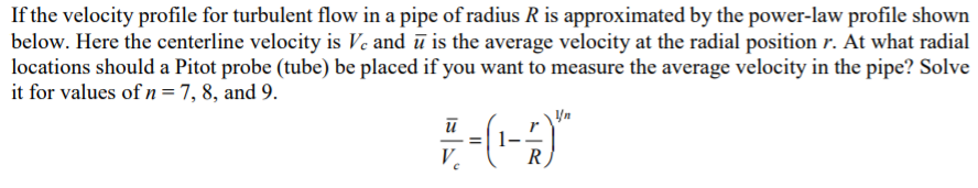 Solved If The Velocity Profile For Turbulent Flow In A Pipe 