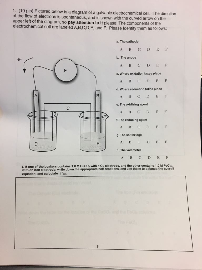 Solved Pictured Below Is A Diagram Of A Galvanic | Chegg.com