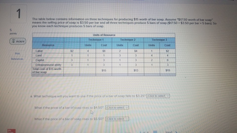 Solved The table below contains information on three | Chegg.com