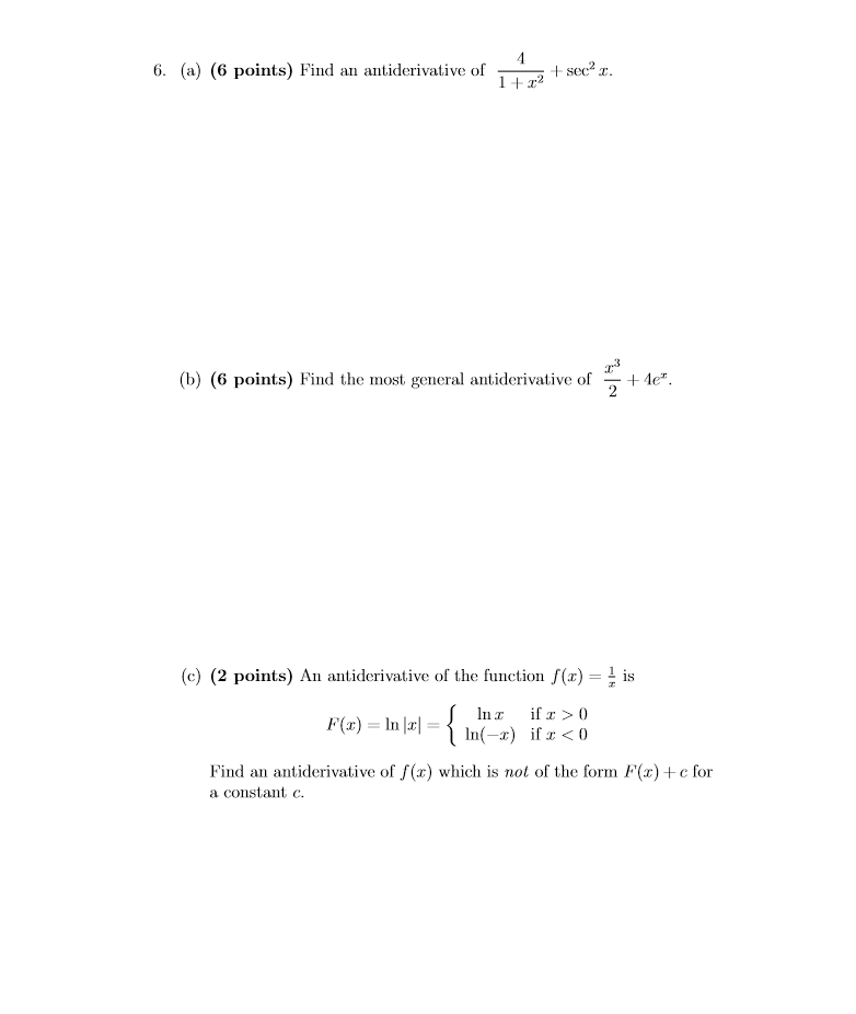 Solved 6. (a (6 points) Find an antiderivative of Sec T (b) | Chegg.com