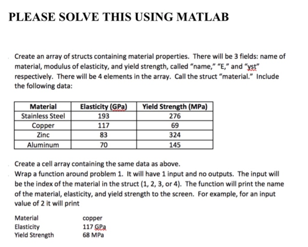 Solved PLEASE SOLVE THIS USING MATLAB Create an array of | Chegg.com