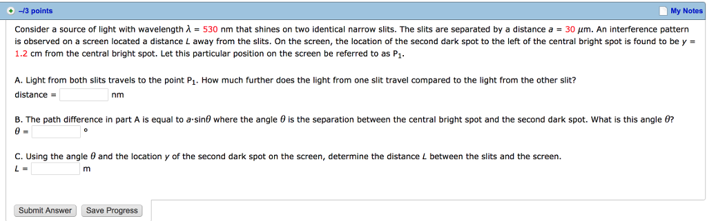 Solved My Notes -3 points Consider a source of light with | Chegg.com