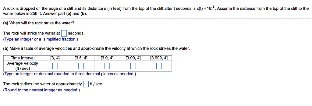 Solved A rock is dropped off the edge of a cliff and its | Chegg.com