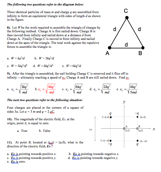 Solved Three identical particles of mass m and charge q arc | Chegg.com