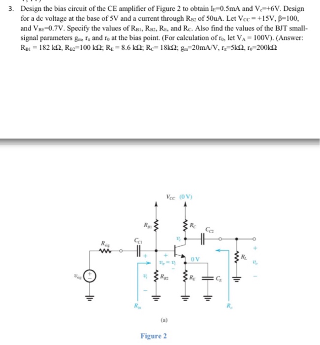 Solved Design the bias circuit of the CE amplifier of Figure | Chegg.com