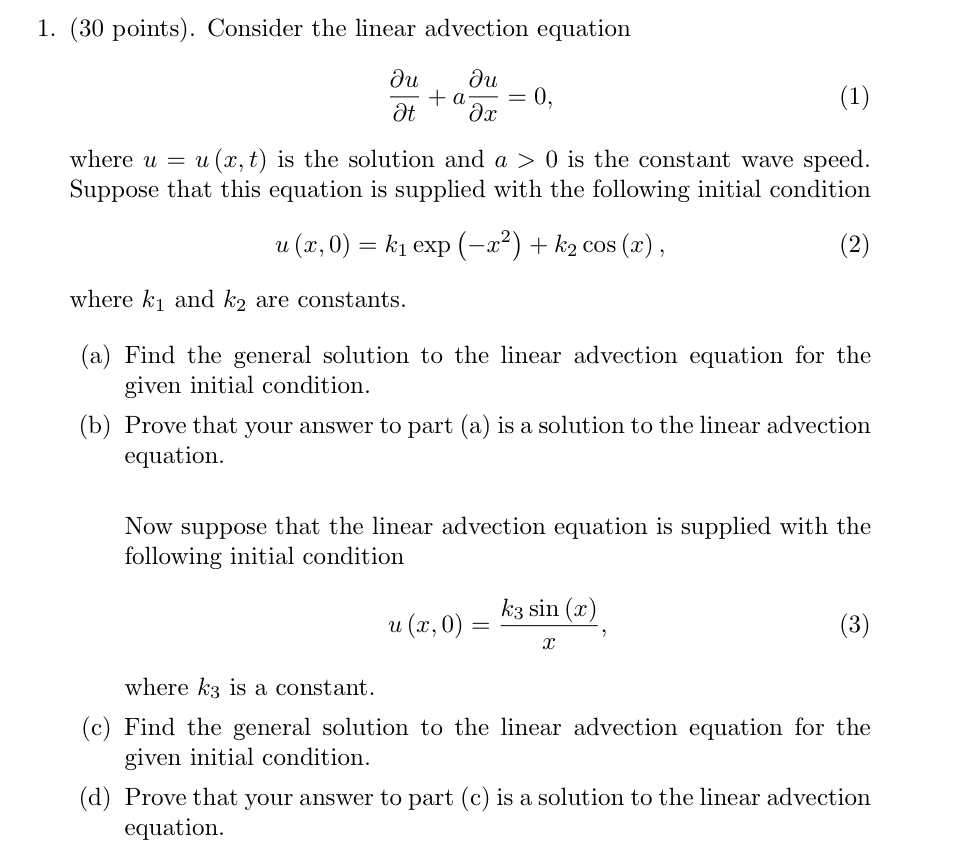 Solved Consider the linear advection equation partial | Chegg.com