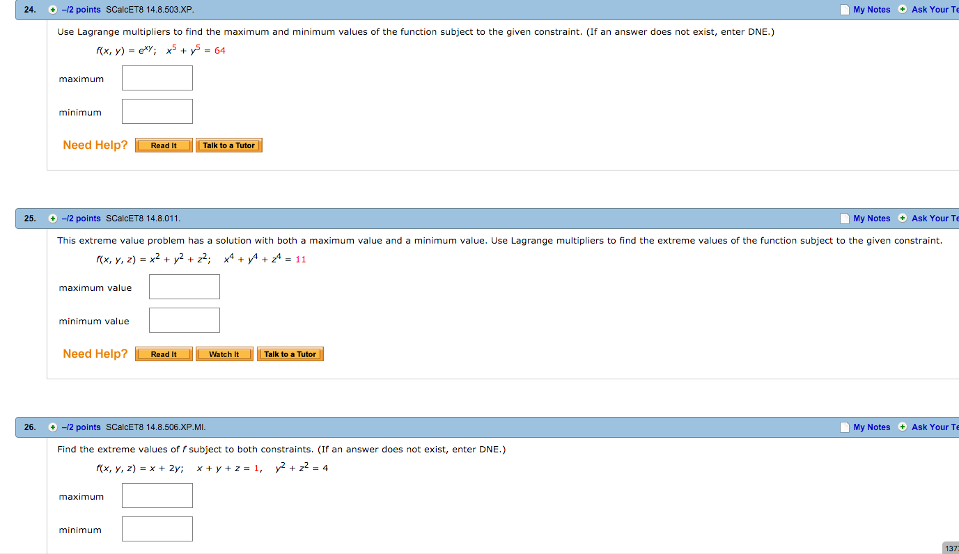 Solved Use Lagrange Multipliers To Find The Maximum And 5696