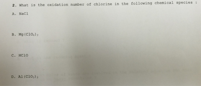 what is the oxidation number of chlorine in nacl