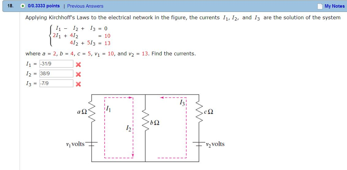 Solved Applying Kirchhoff's Laws To The Electrical Network | Chegg.com