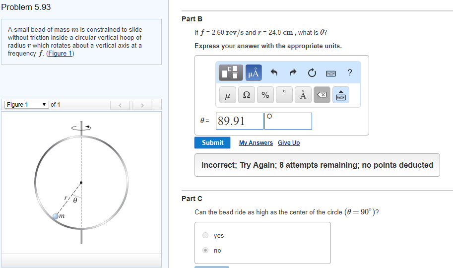 Solved Problem 5.93 Part B A Small Bead Of Mass M Is | Chegg.com