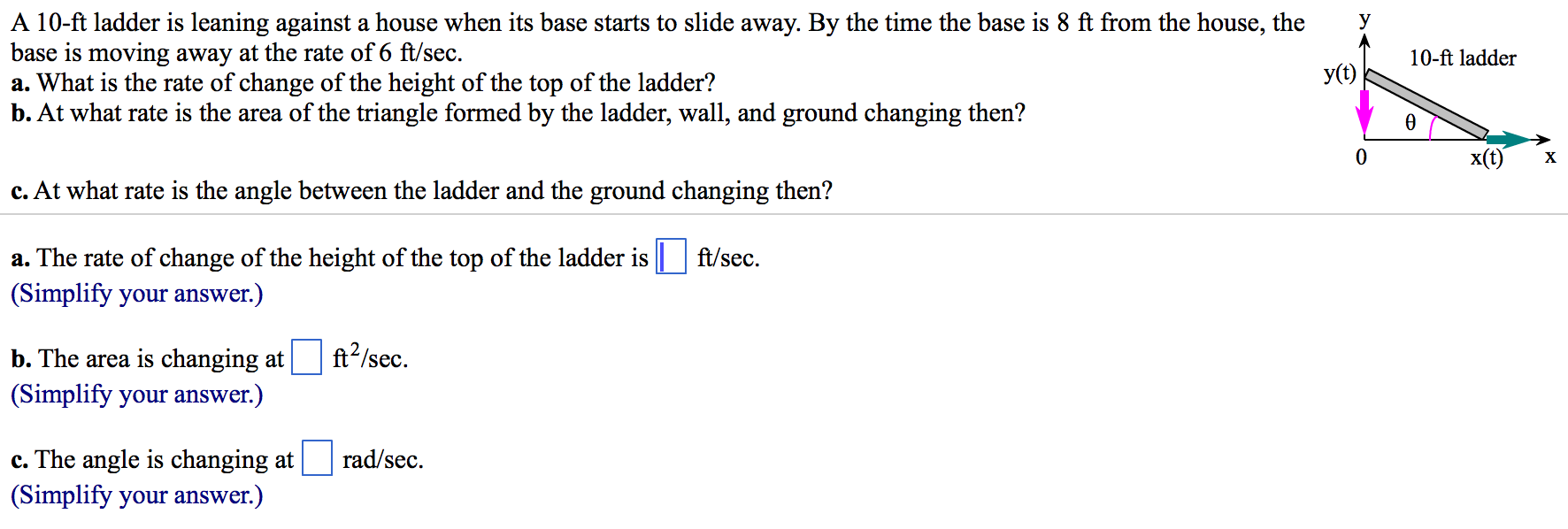 Solved A 10ft ladder is leaning against a house when its