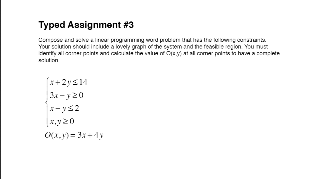 Solved Compose And Solve A Linear Programming Word Problem Chegg