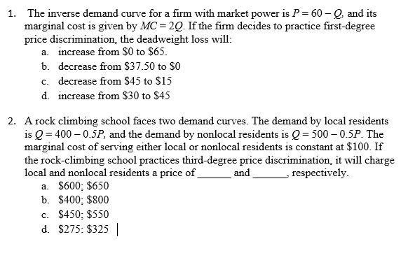 solved-the-inverse-demand-curve-for-a-firm-with-market-power-chegg