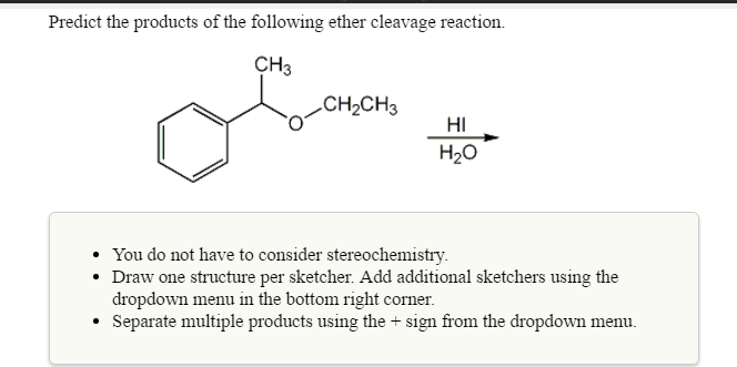 Predict The Products Of The Following Ether Cleavage Reaction