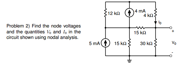 Solved Find the node voltages and the quantities V0 and I0 | Chegg.com