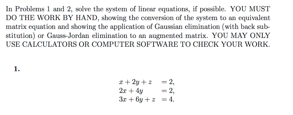 Solved In Problems 1 and 2, solve the system of linear | Chegg.com