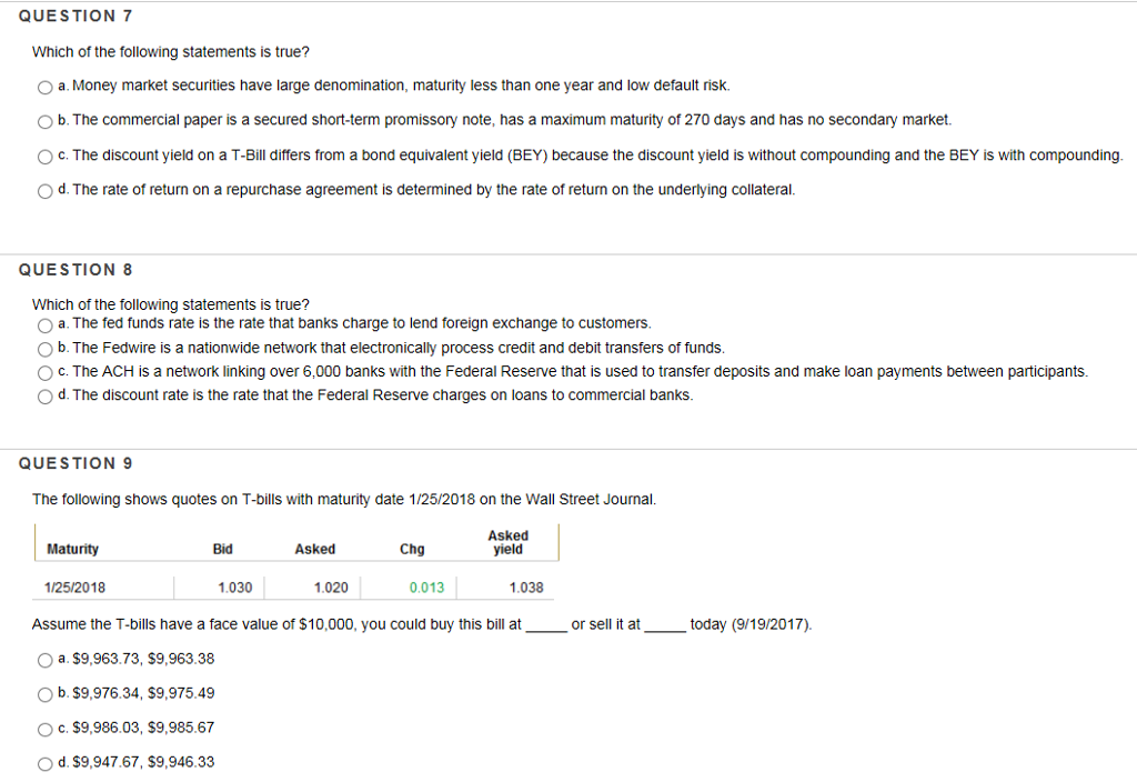 Solved QUESTION 1 3 points Save Answer A $1 million jumbo CD | Chegg.com