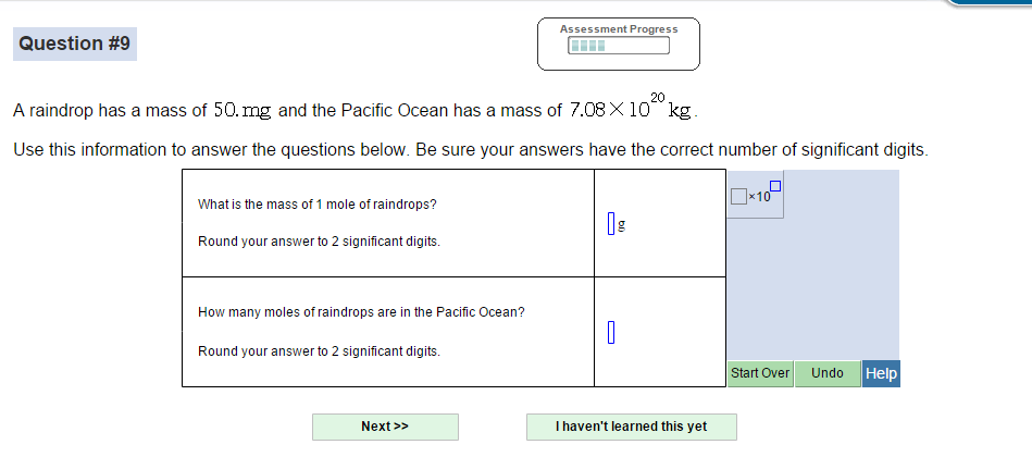 Solved A raindrop has a mass of 50. mg and the Pacific Ocean | Chegg.com