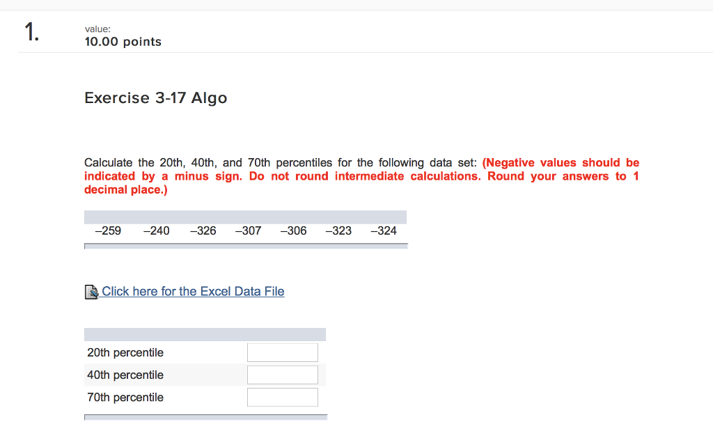 Solved Value 10.00 Points Exercise 3-17 Algo Calculate The | Chegg.com