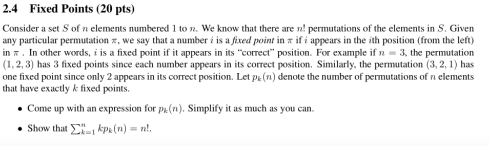 Fixed Point Test Example Solved 2.4 Fixed Points (20 pts) Consider a set S of n | Chegg.com
