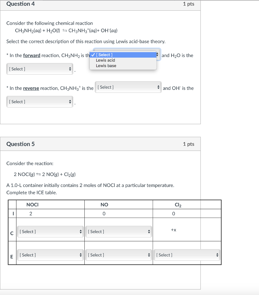 Solved Question 4 1 pts Consider the following chemical | Chegg.com