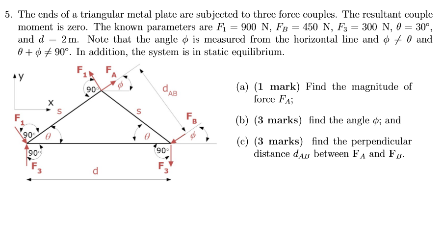 Solved 5. The Ends Of A Triangular Metal Plate Are Subjected 