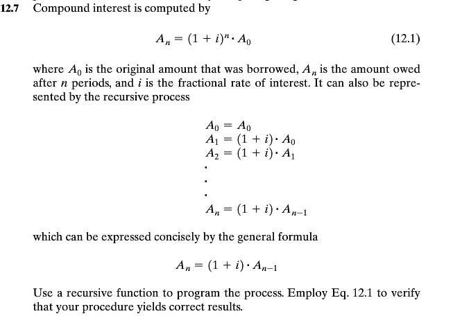 Solved 12.7 Compound interest is computed by where A0 is the | Chegg.com