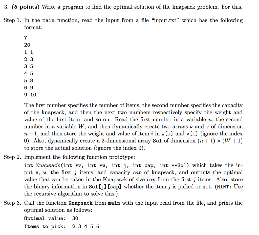 3. (5 points) Write a program to find the optimal | Chegg.com